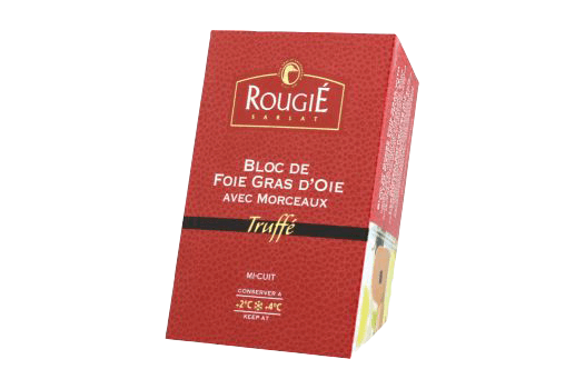 Block of foie gras with black truffles